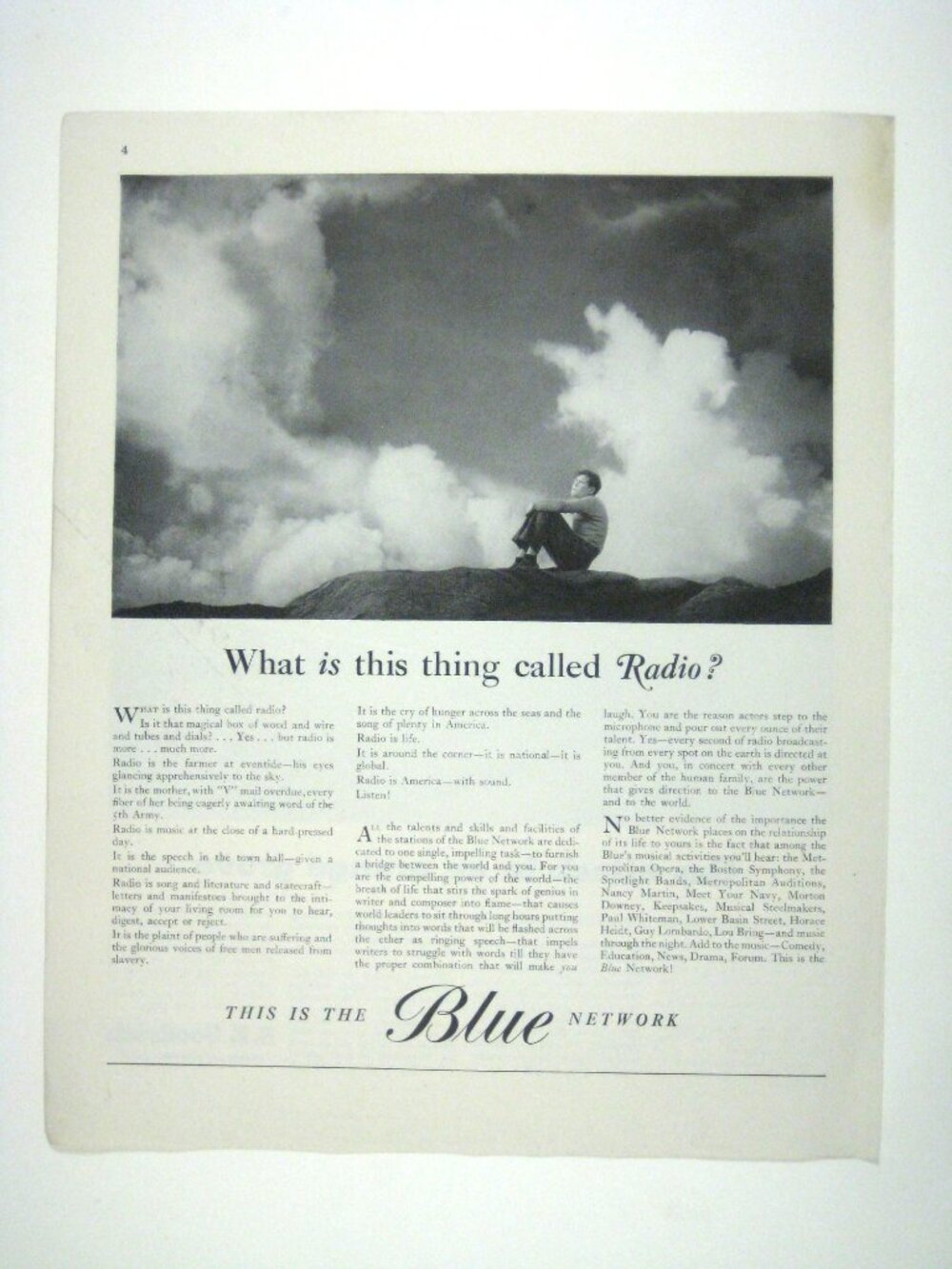 Vintage 1944 Print Ad What Is This Thing Called Radio?  Blue Network